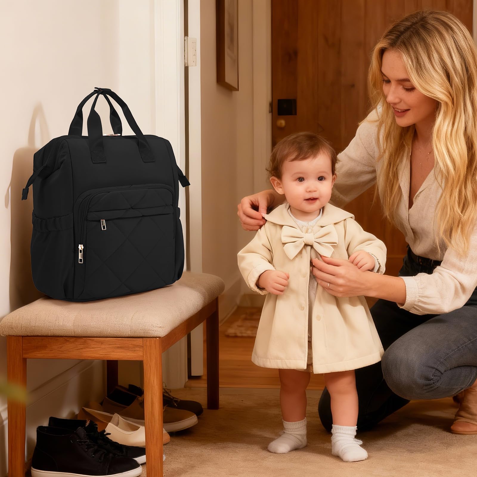 CEI-CEI diaper backpack changing pad included for quick diaper changes.
