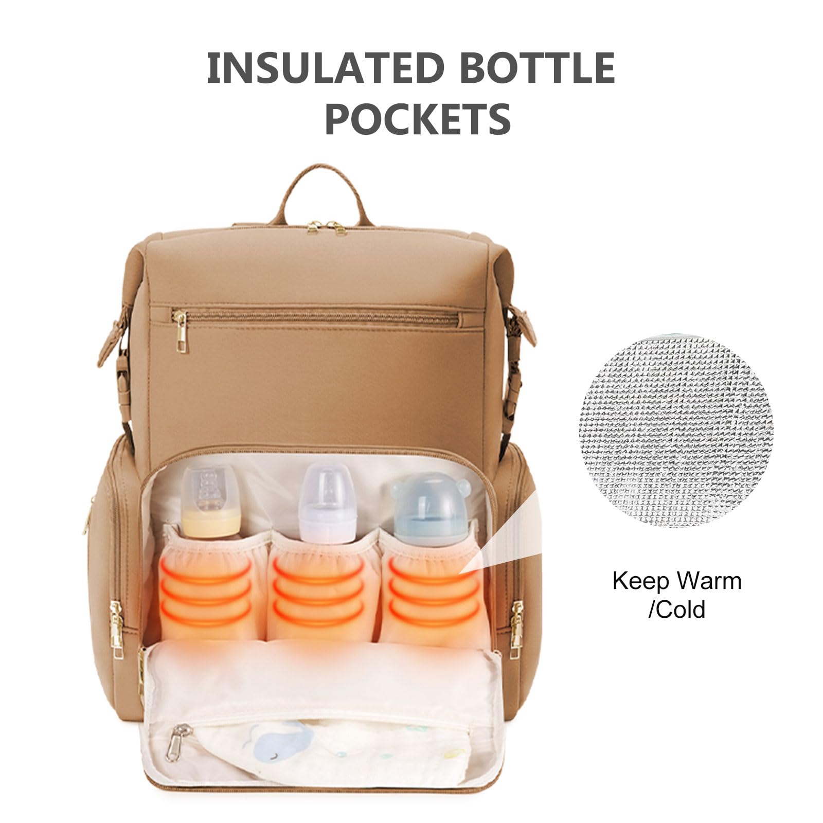 CEI-CEI diaper bag with insulated pockets keeps bottles at the right temperature