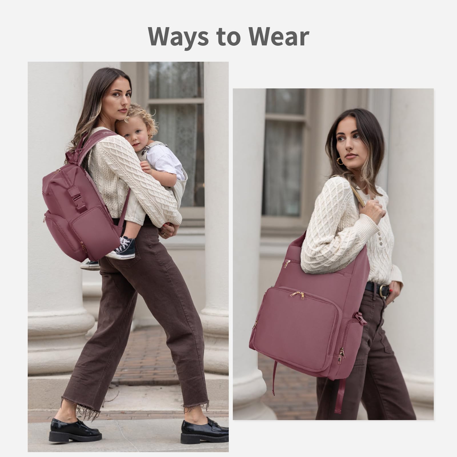 CEI-CEI diaper bag fabric is water-resistant for travel protection.