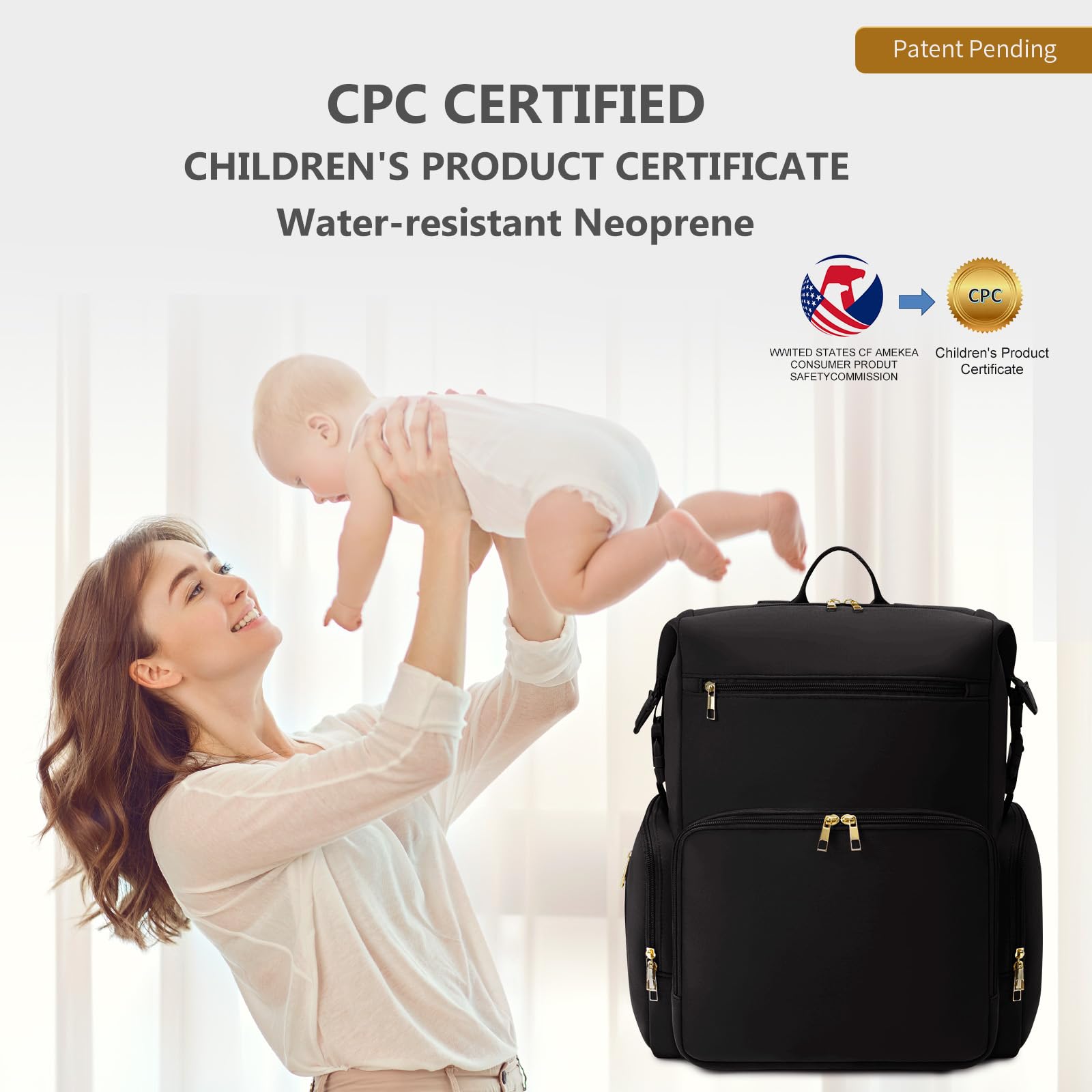 CEI-CEI black neoprene bag balances style and practicality for everyday parenting