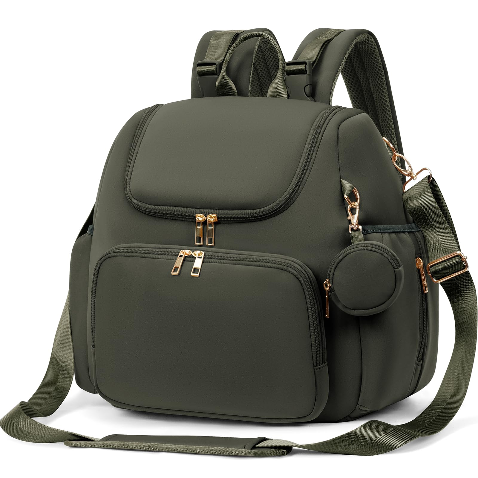 CEI-CEI neoprene diaper bag front view highlighting roomy organization for essentials