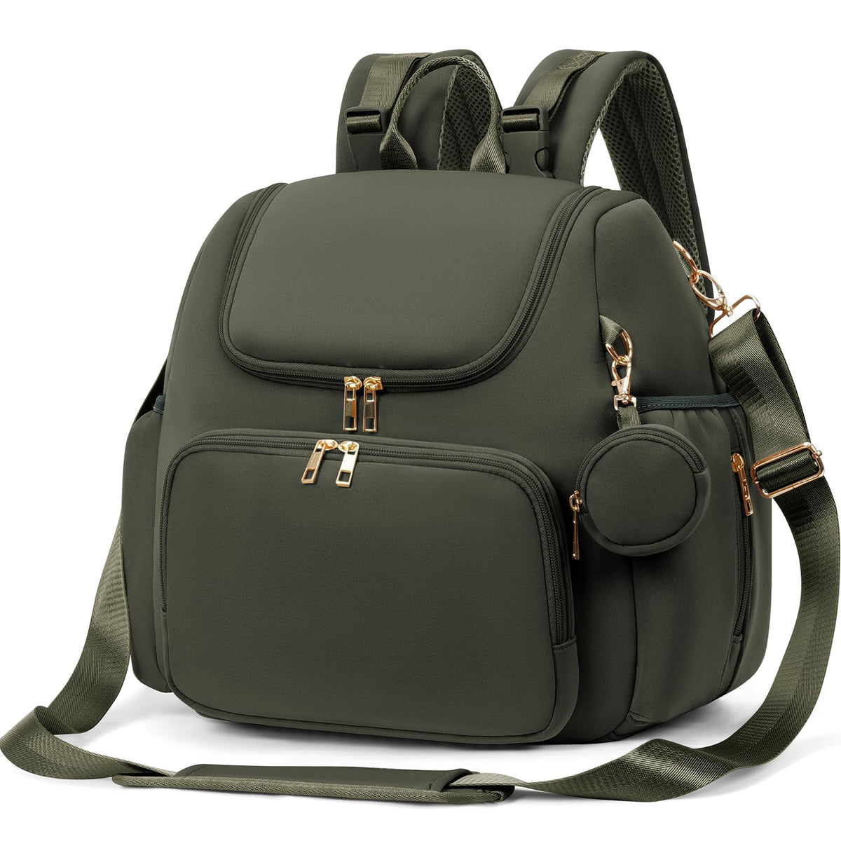 CEI-CEI neoprene diaper bag front view highlighting roomy organization for essentials