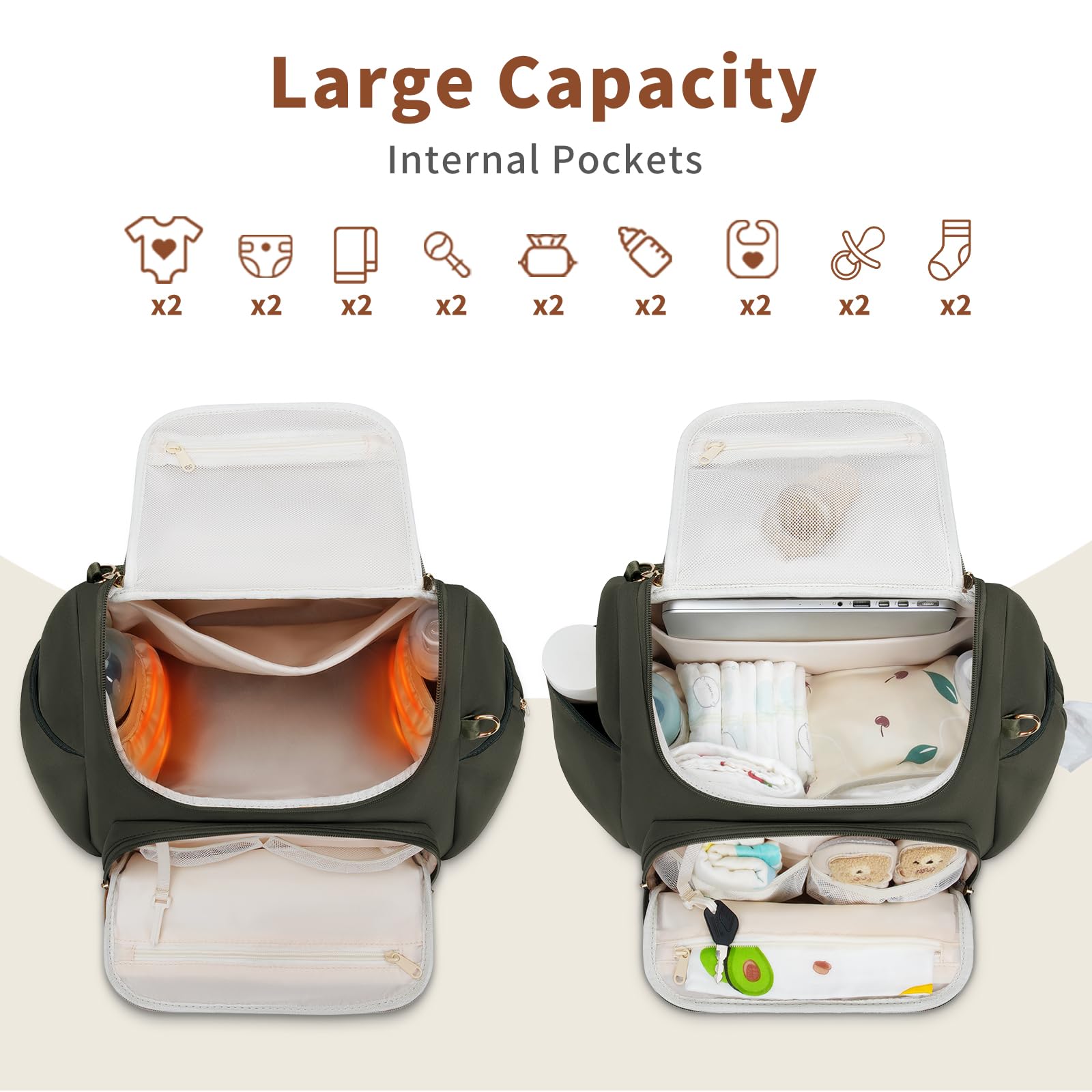 CEI-CEI diaper bag side pockets for quick access to wipes and bottles