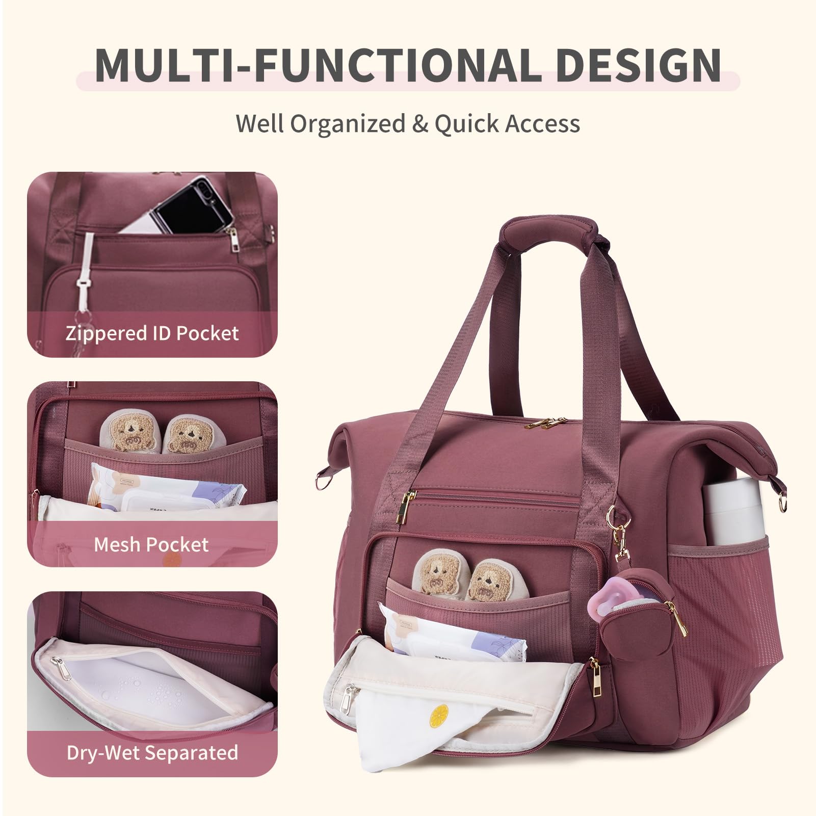CEI-CEI diaper bag tote with portable changing pad for quick diaper changes