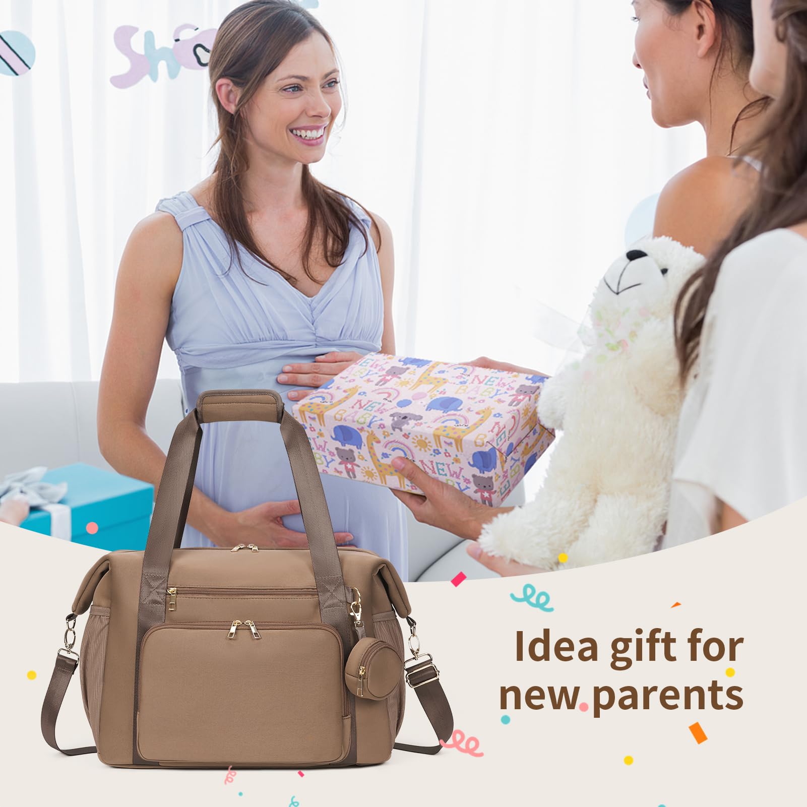 CEI-CEI Neoprene Diaper Bag Tote gift box presentation makes a thoughtful baby shower gift.