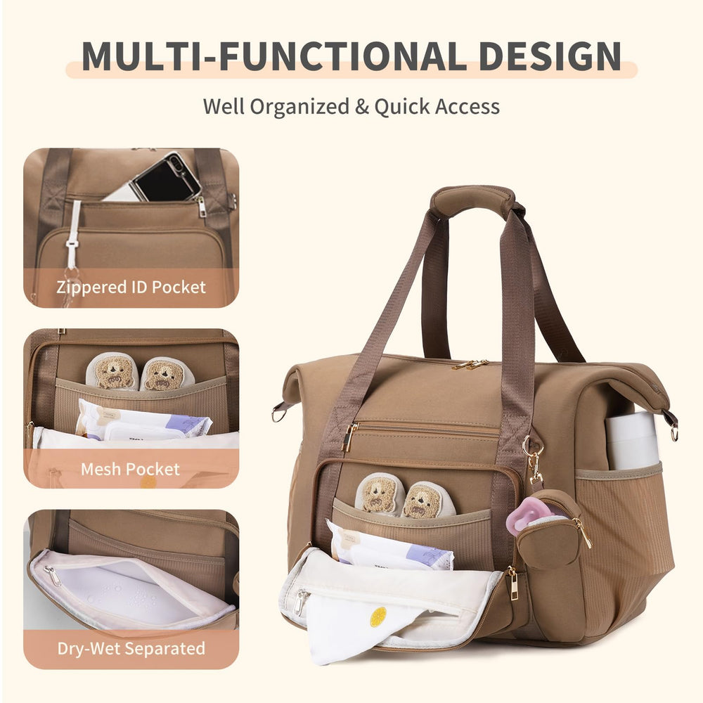 CEI-CEI Neoprene Diaper Bag Tote waterproof material protects essentials on rainy outings.