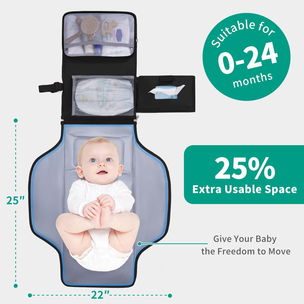 CEICEI 25% extra-space diaper-changing-pad offers room for baby during stretches.