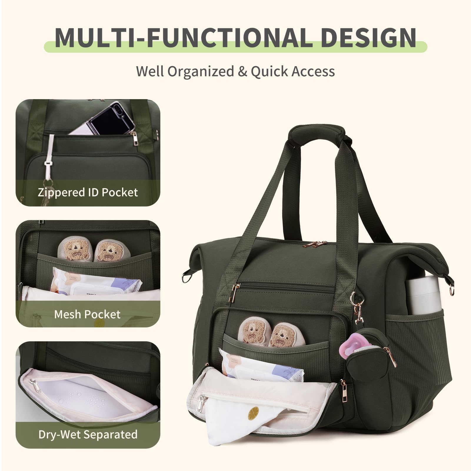 CEI-CEI neoprene diaper bag tote portable changing pad included for quick changes