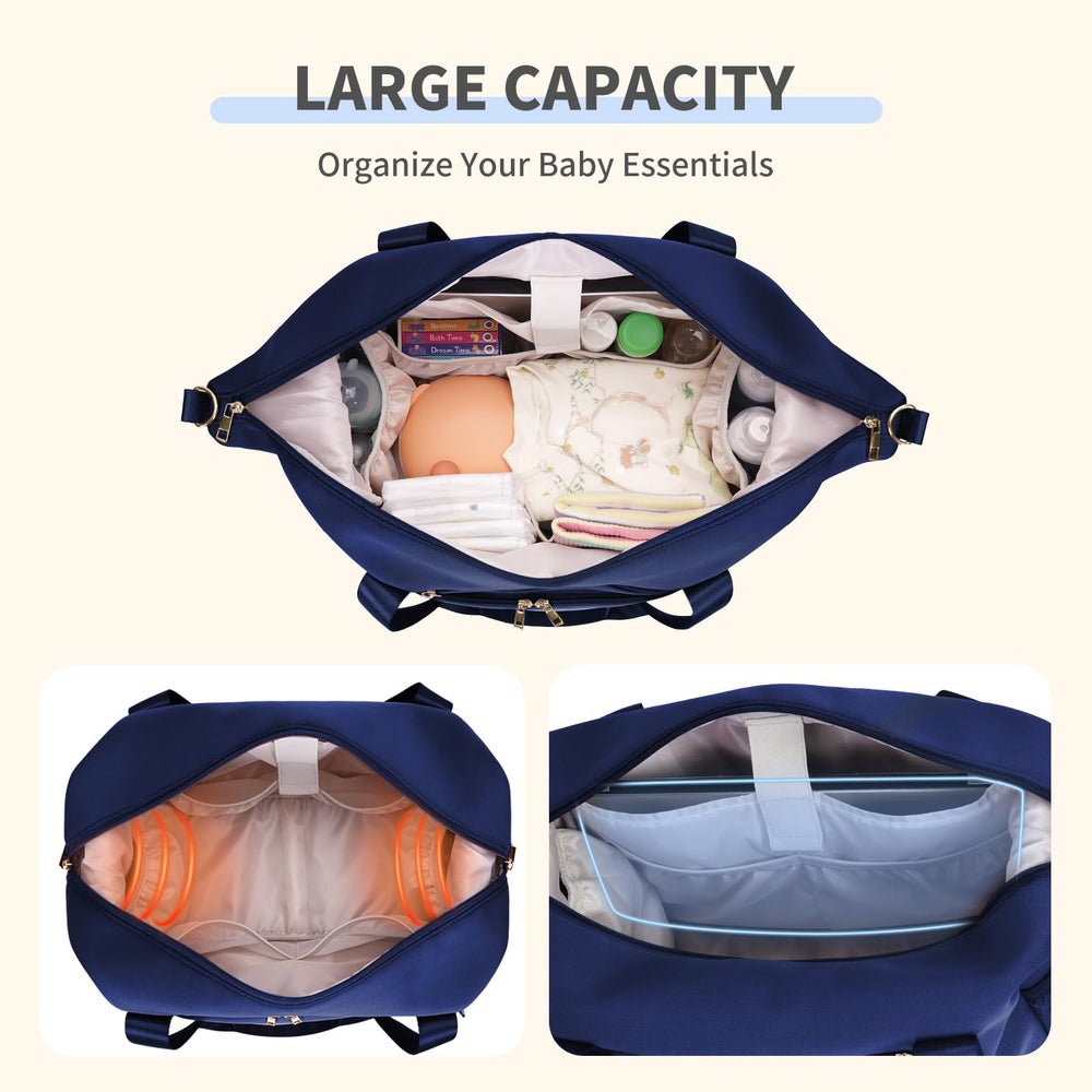 CEI-CEI neoprene diaper bag tote with insulated pockets keeps bottles warm or cool.