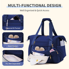 CEI-CEI neoprene diaper bag tote includes a portable changing pad for on-site diapering.