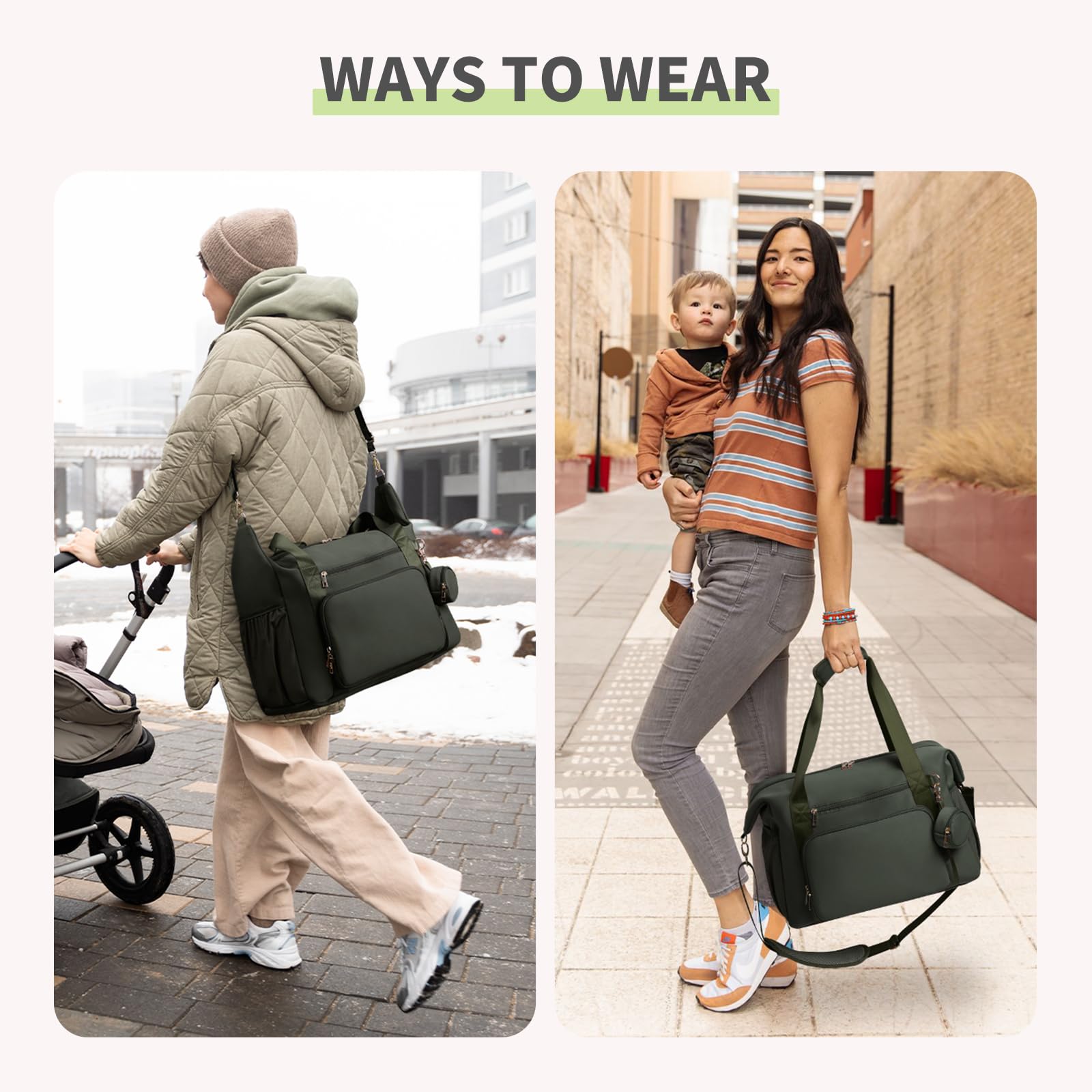 CEI-CEI neoprene diaper bag tote wet and dry compartment for mess-free organization