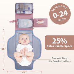Ceicei pink diaper pad attached to a stroller for on-the-go changes.