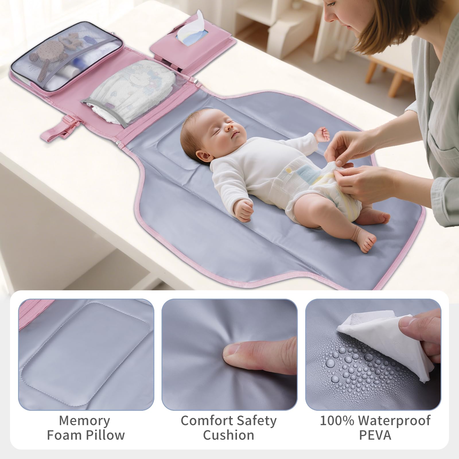 Ceicei wet-dry pockets separate clean and used items for easier cleanup.