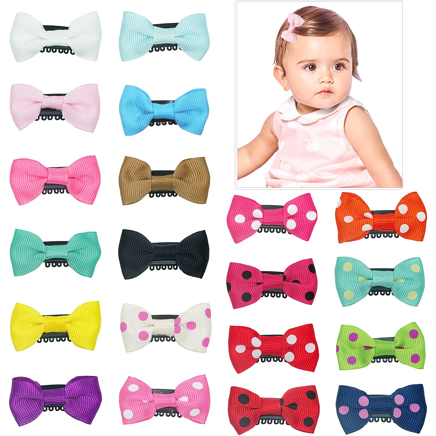 CellElection 20-pack handmade tiny hair clips for baby hair with secure, gentle grip.