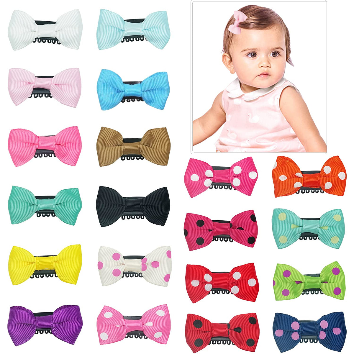 CellElection 20-pack handmade tiny hair clips for baby hair with secure, gentle grip.