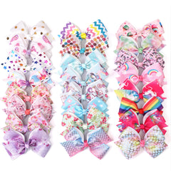 CellElection unicorn-pattern bows with clips add bright unicorn flair to daily hairstyles.