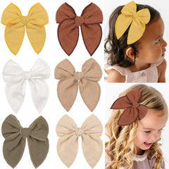 CellElection 6-pc fall bow set in cotton-linen enhances toddler outfits