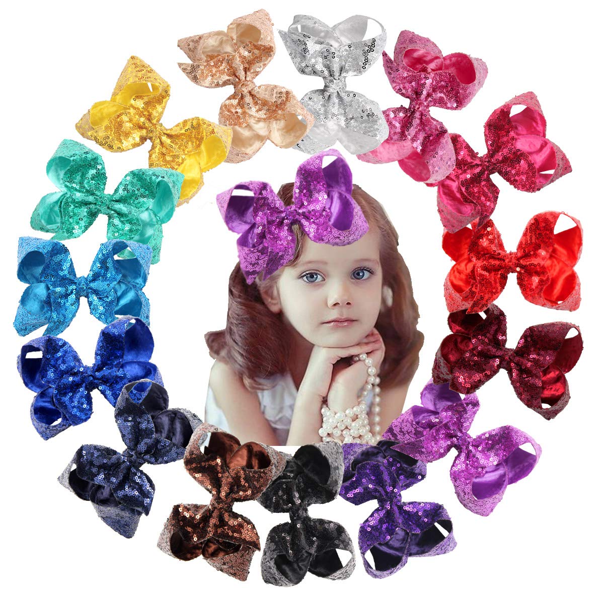 CellElection bling 6inch hair bow closeup with sparkling sequins for party-ready looks