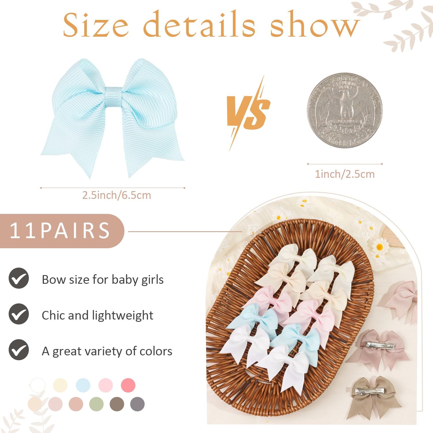 CellElection mini bow clips handmade shows delicate craftsmanship and secure metal clips.