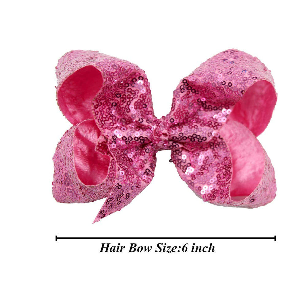 CellElection pink sequin 6inch hair bow closeup for stylish everyday wear