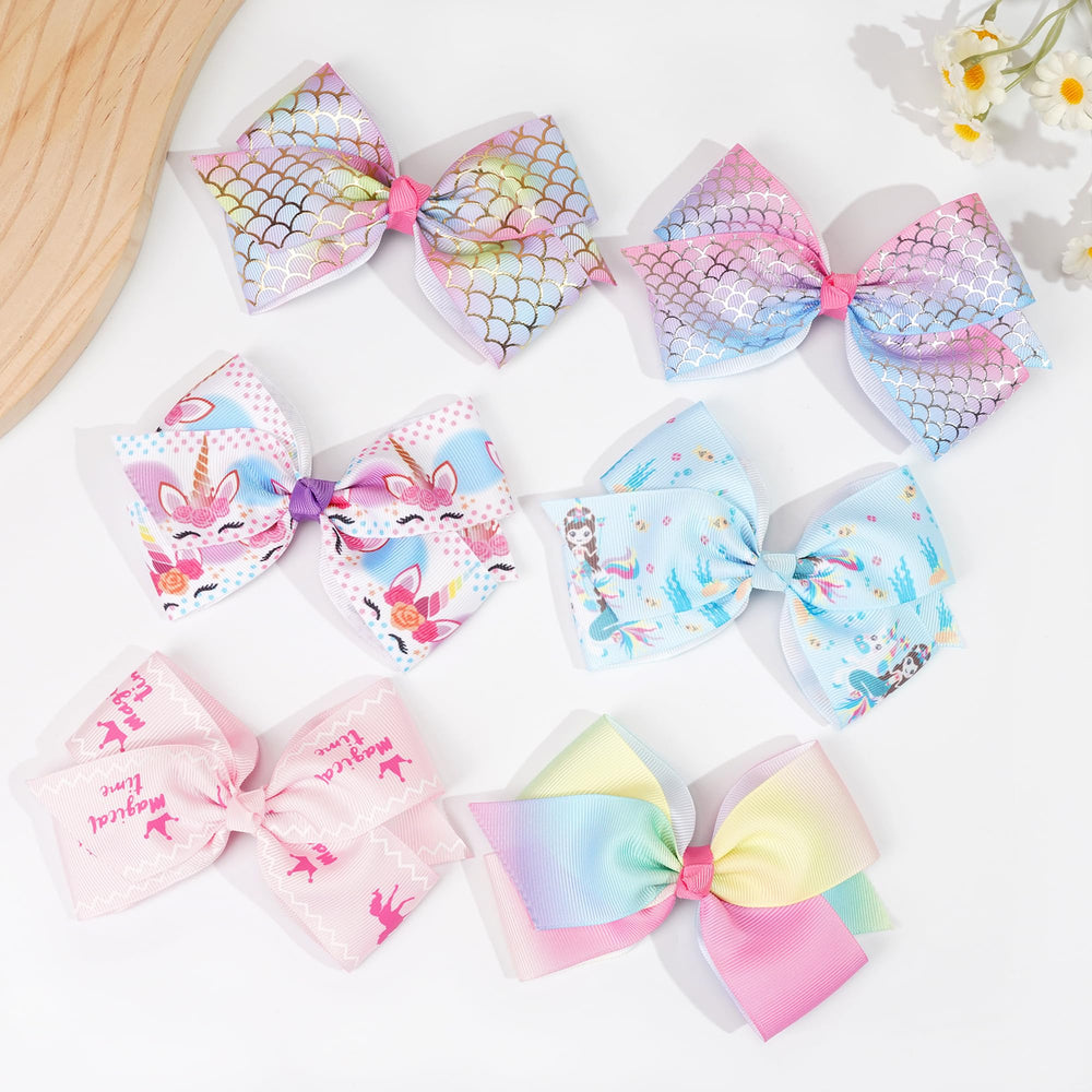 CellElection unicorn-pattern bows with alligator clips add playful color to daily outfits.