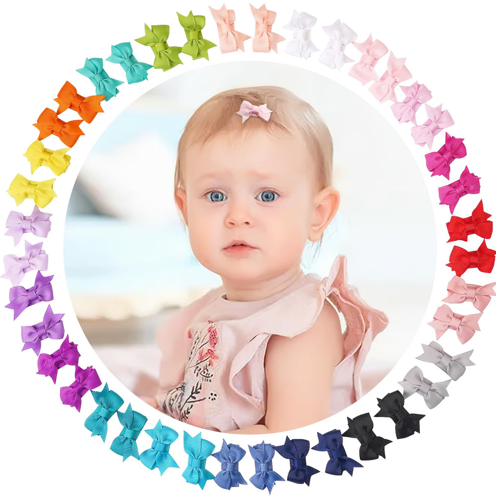 CÉLLOT 40pcs baby snap clips with 1.5-inch bows for secure styling on fine hair.