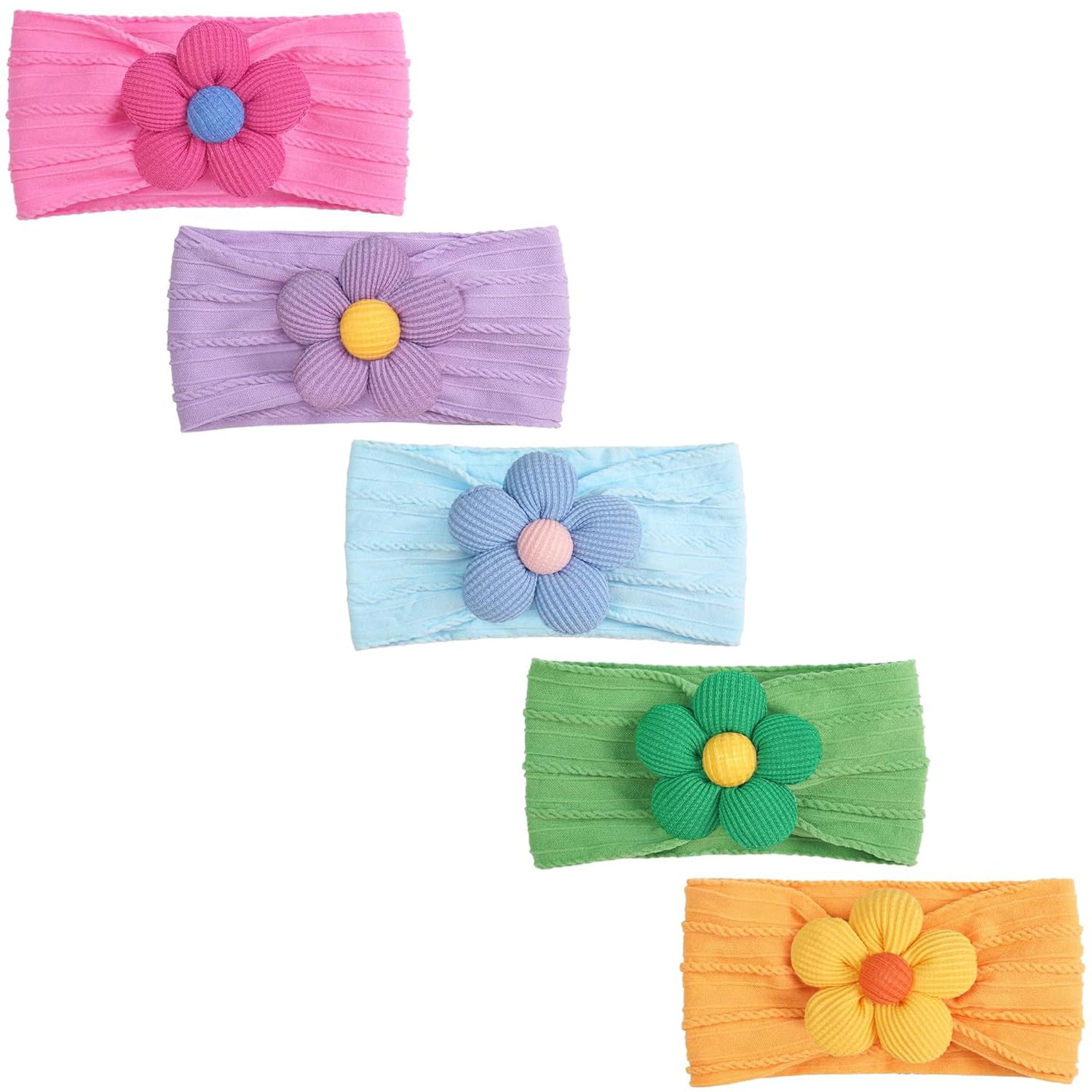 CÉLLOT 5pcs flower headbands color set in five shades for cute everyday outfits