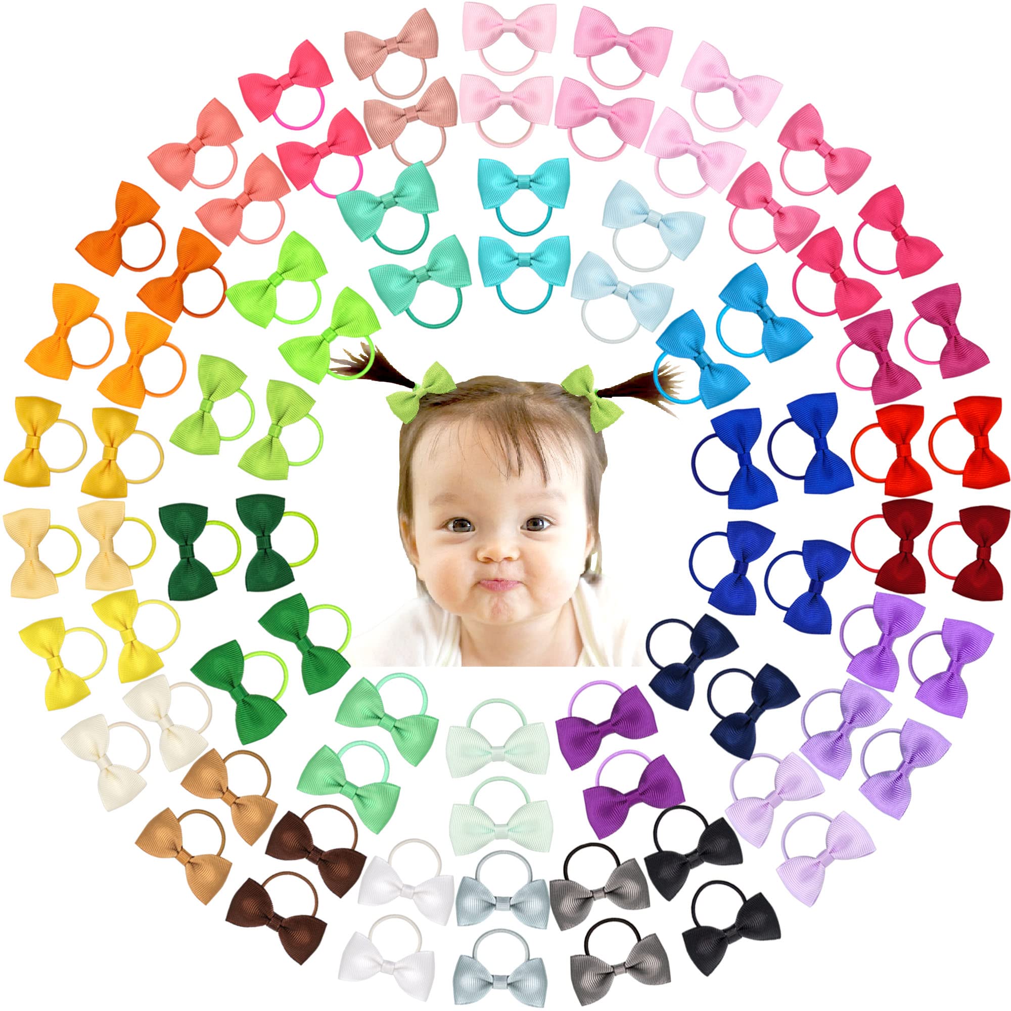 Celllot 80pcs baby bows packshot with vibrant colors to match every outfit.