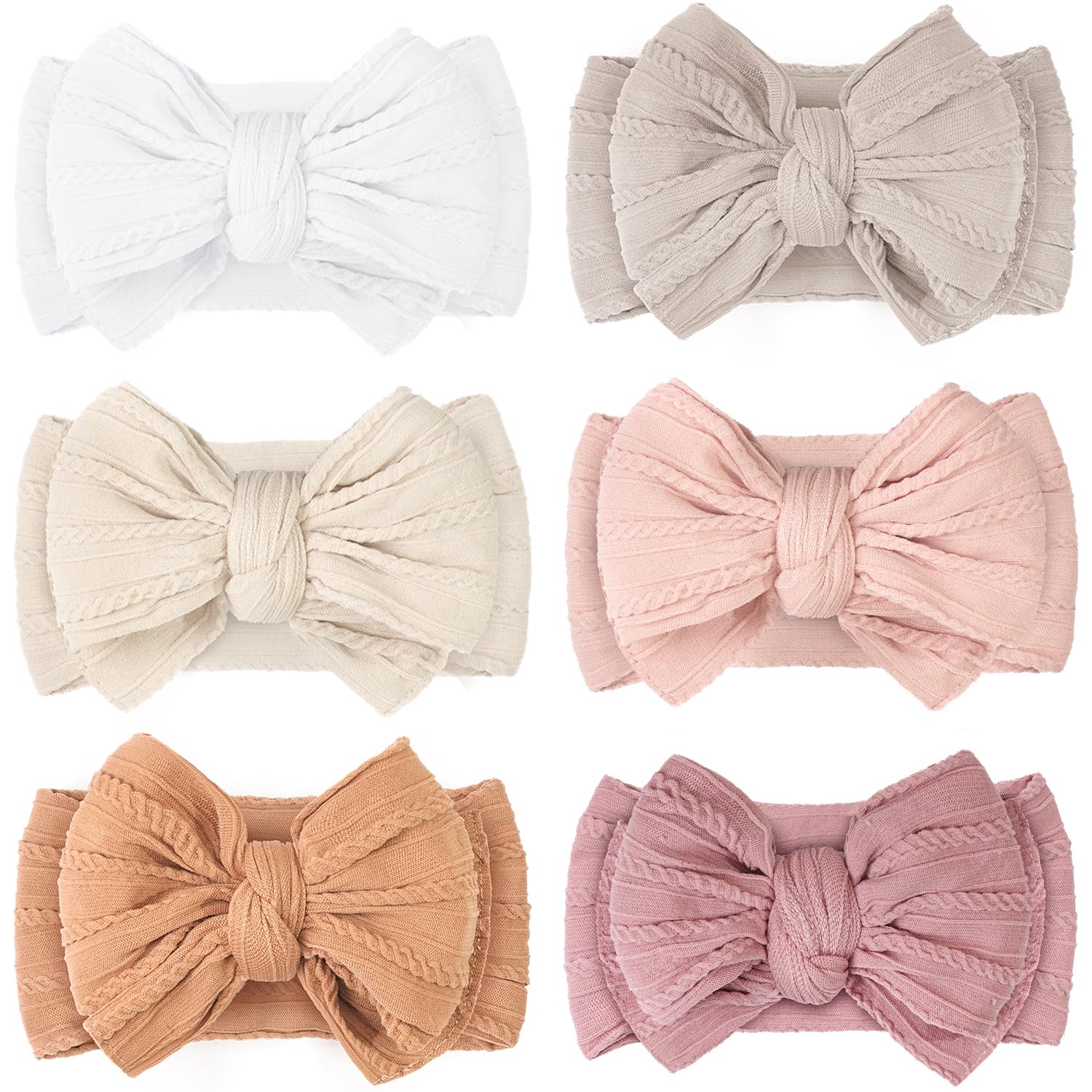 Celllot baby bows headbands nylon set of 6 colors for newborns and toddlers