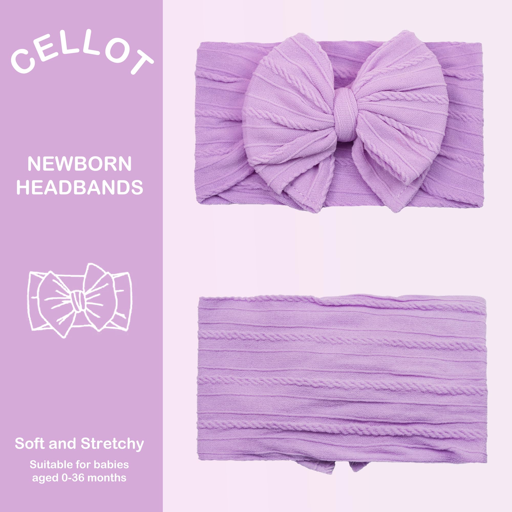 Celllot double bow headband yellow green comfortable fit for newborns