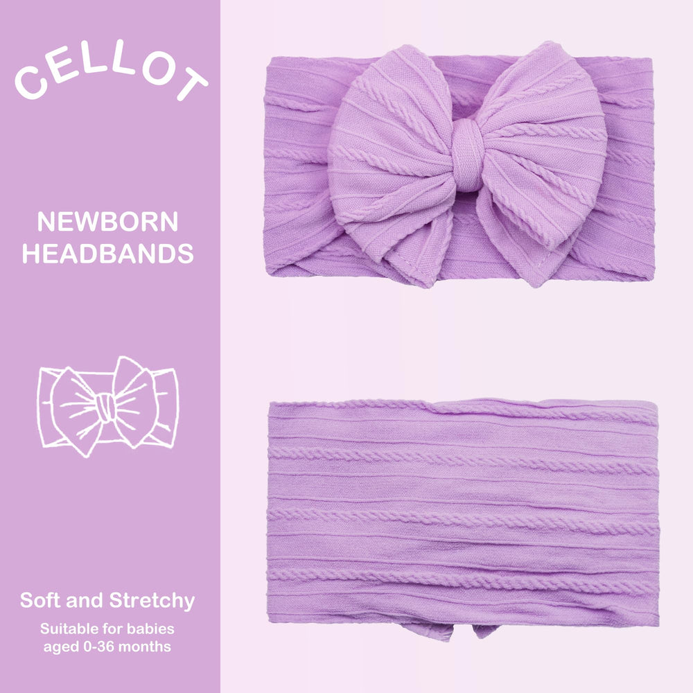 Celllot double bow headband yellow green comfortable fit for newborns