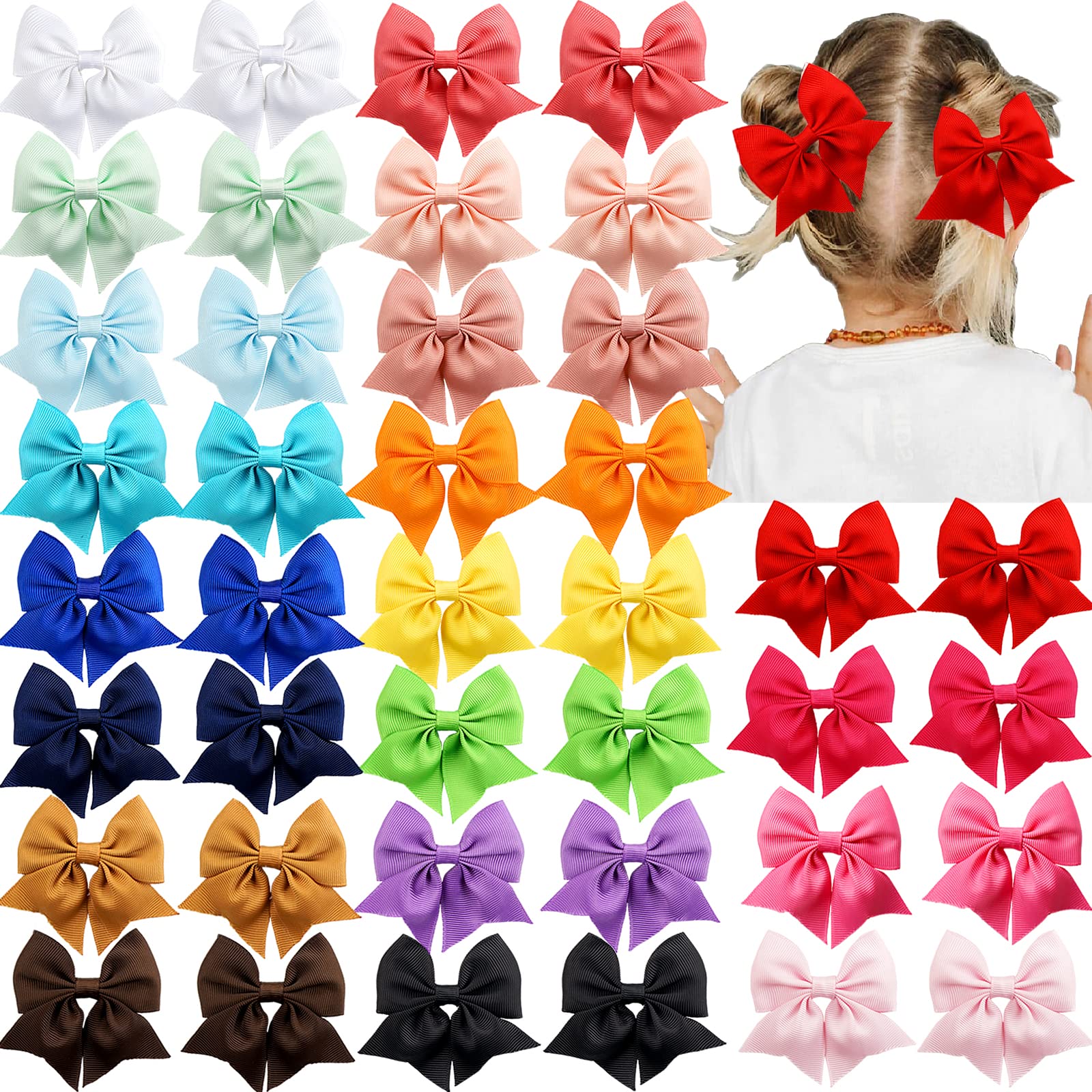 Celllot 40-piece hair bows pack in bright colors for versatile outfits.