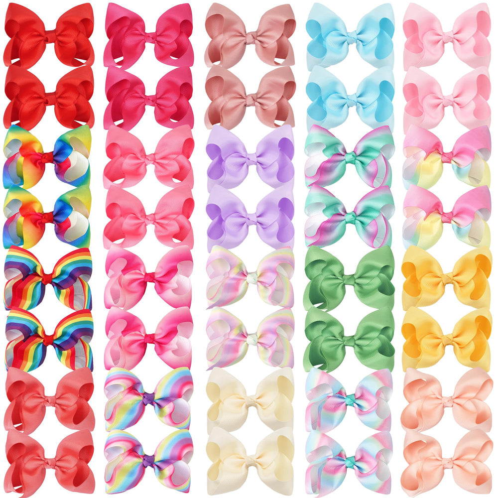 Celllot rainbow hair bows with alligator clip closeup for secure daily wear