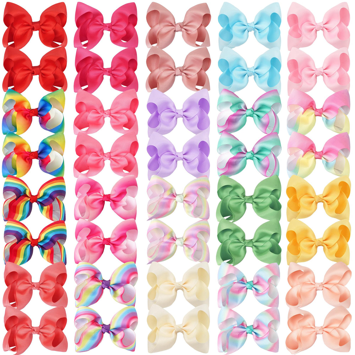 Celllot rainbow hair bows with alligator clip closeup for secure daily wear