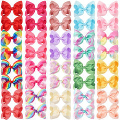 Celllot rainbow hair bows with alligator clip closeup for secure daily wear