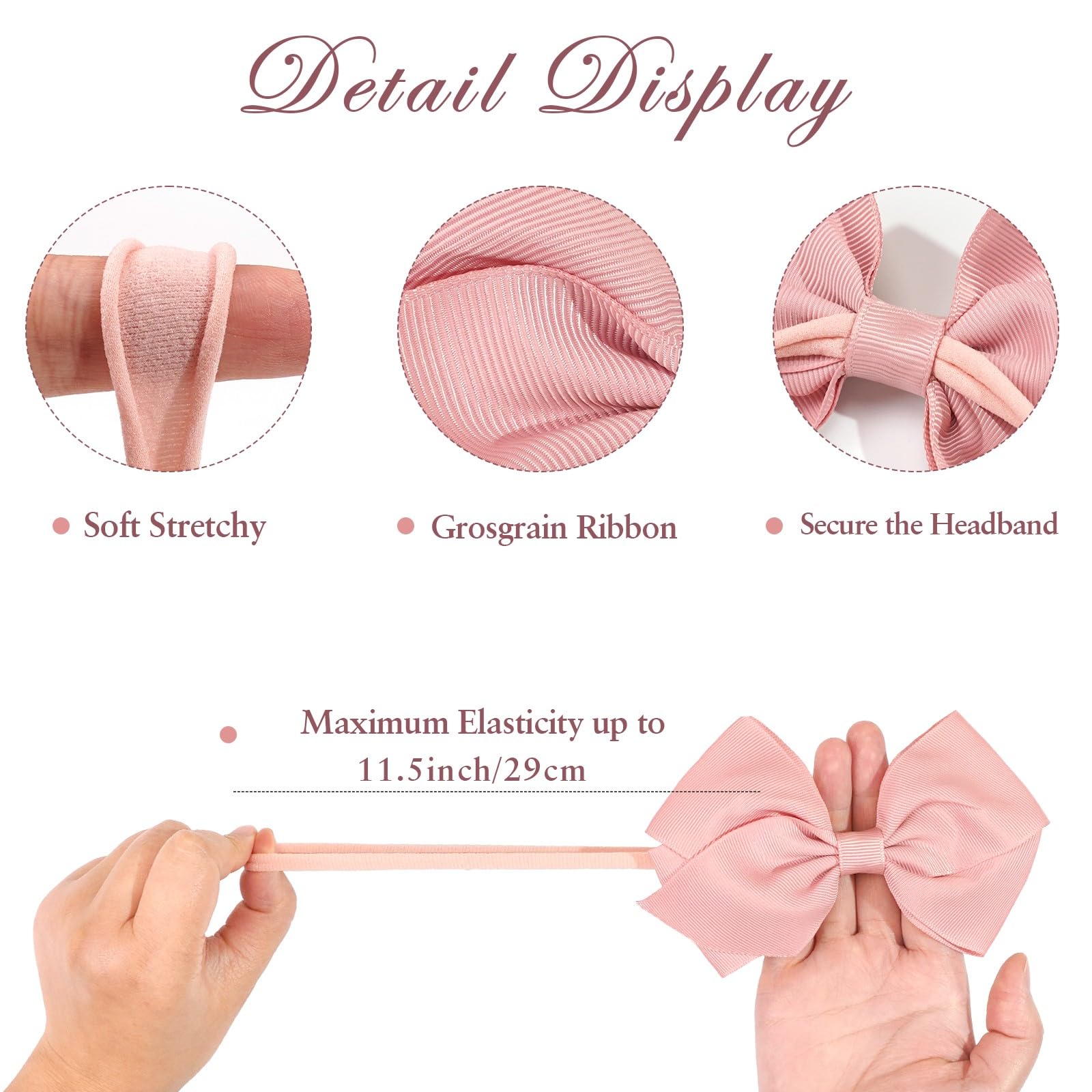 CÉLLOT soft nylon headband close-up highlighting comfortable stretch for delicate heads.