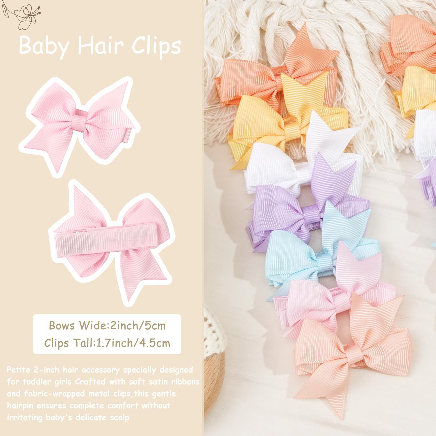 Celllot solid-color baby barrettes in pairs for easy outfit coordination