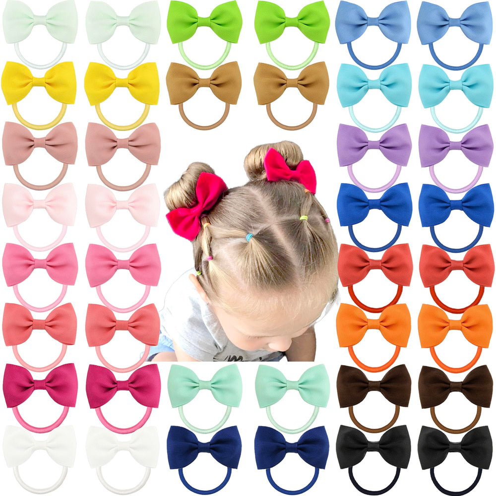 Celllot toddler hair accessories 40pcs 2.75in elastics and bows stay secure on the go