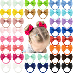 Celllot toddler hair accessories 40pcs 2.75in elastics and bows stay secure on the go