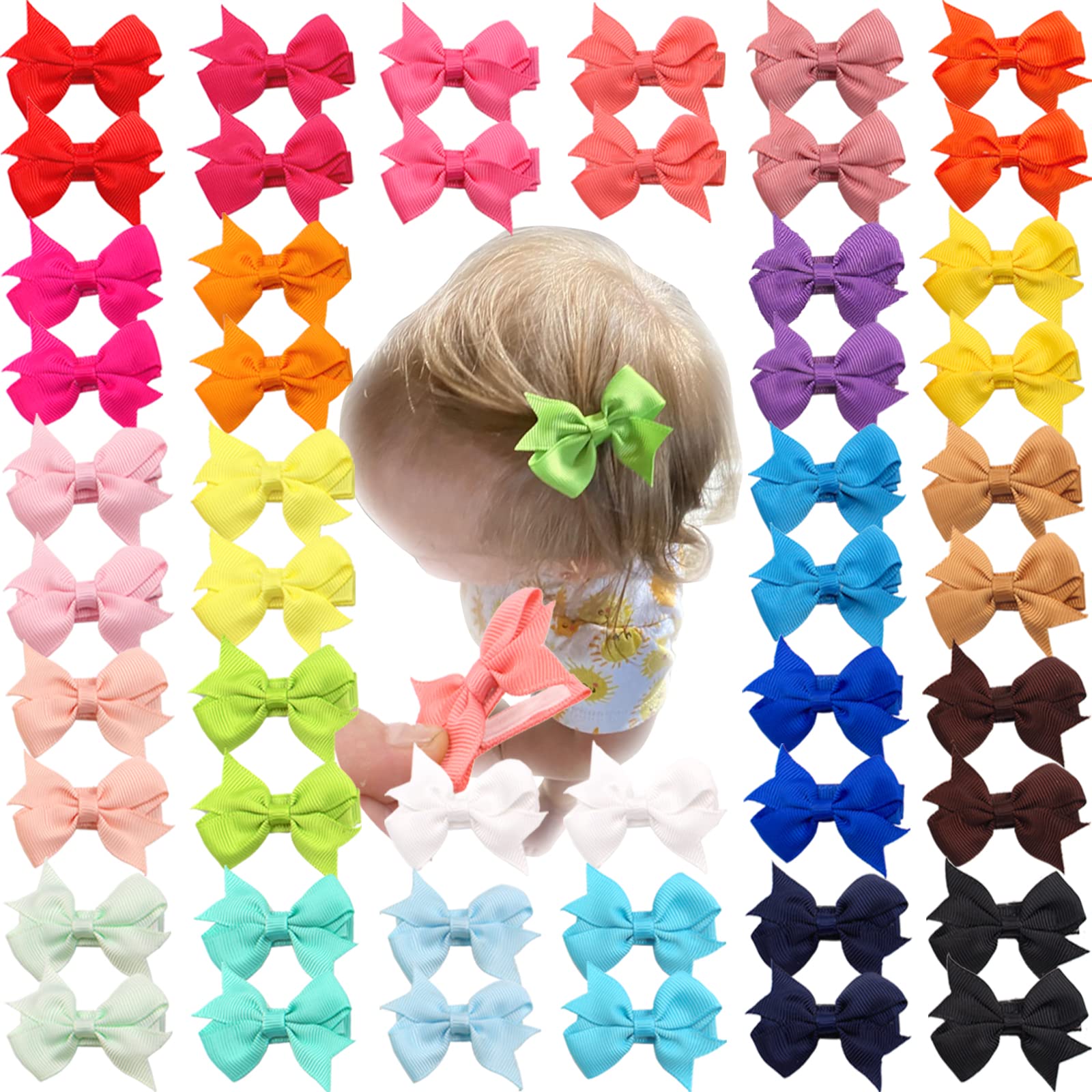 CÉLLOT 2-inch baby bows clip provides gentle, secure attachment for delicate hair.