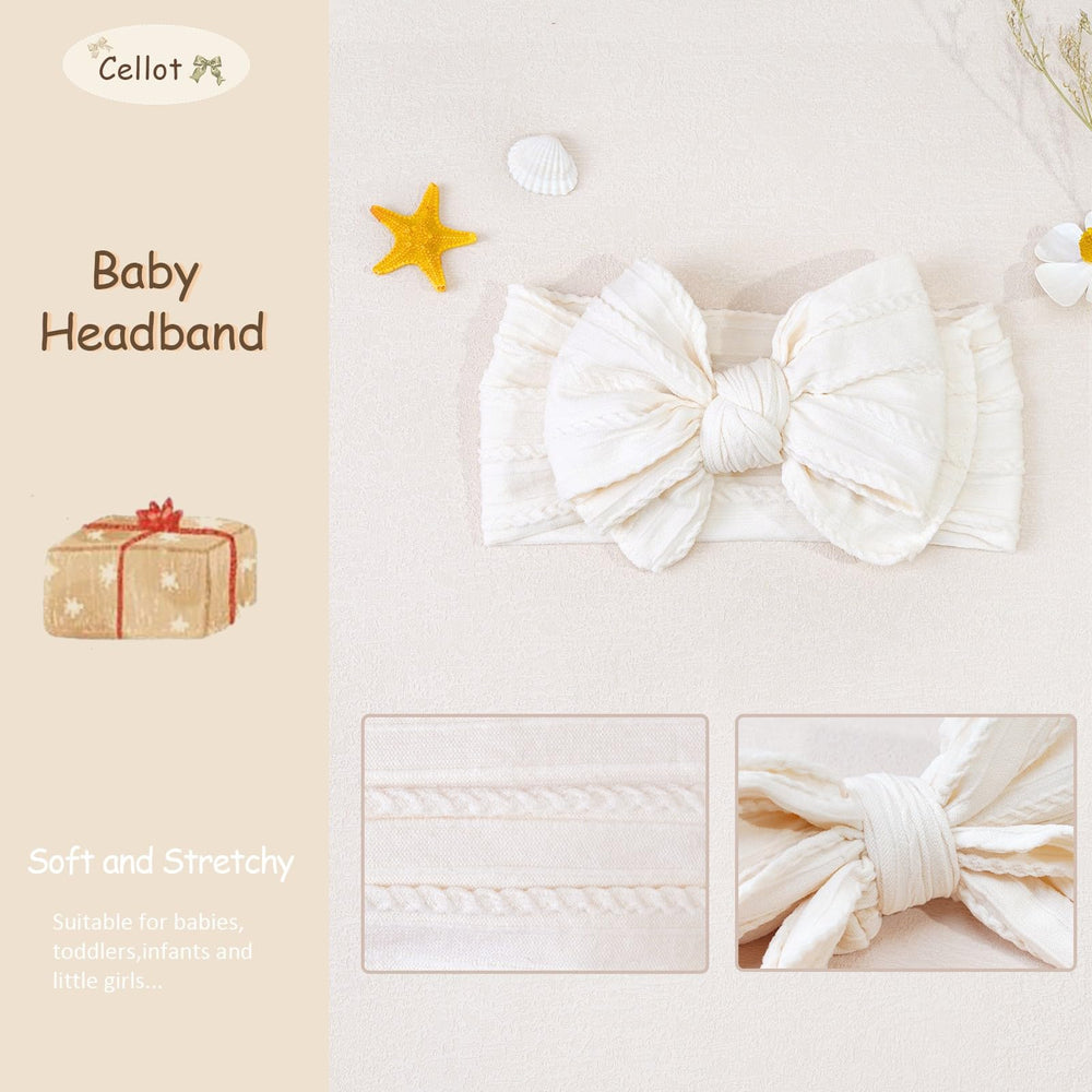 CELLOT nature color 2 infant headband demonstrates gentle elastic fit.
