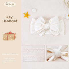 CELLOT nature color 2 infant headband demonstrates gentle elastic fit.