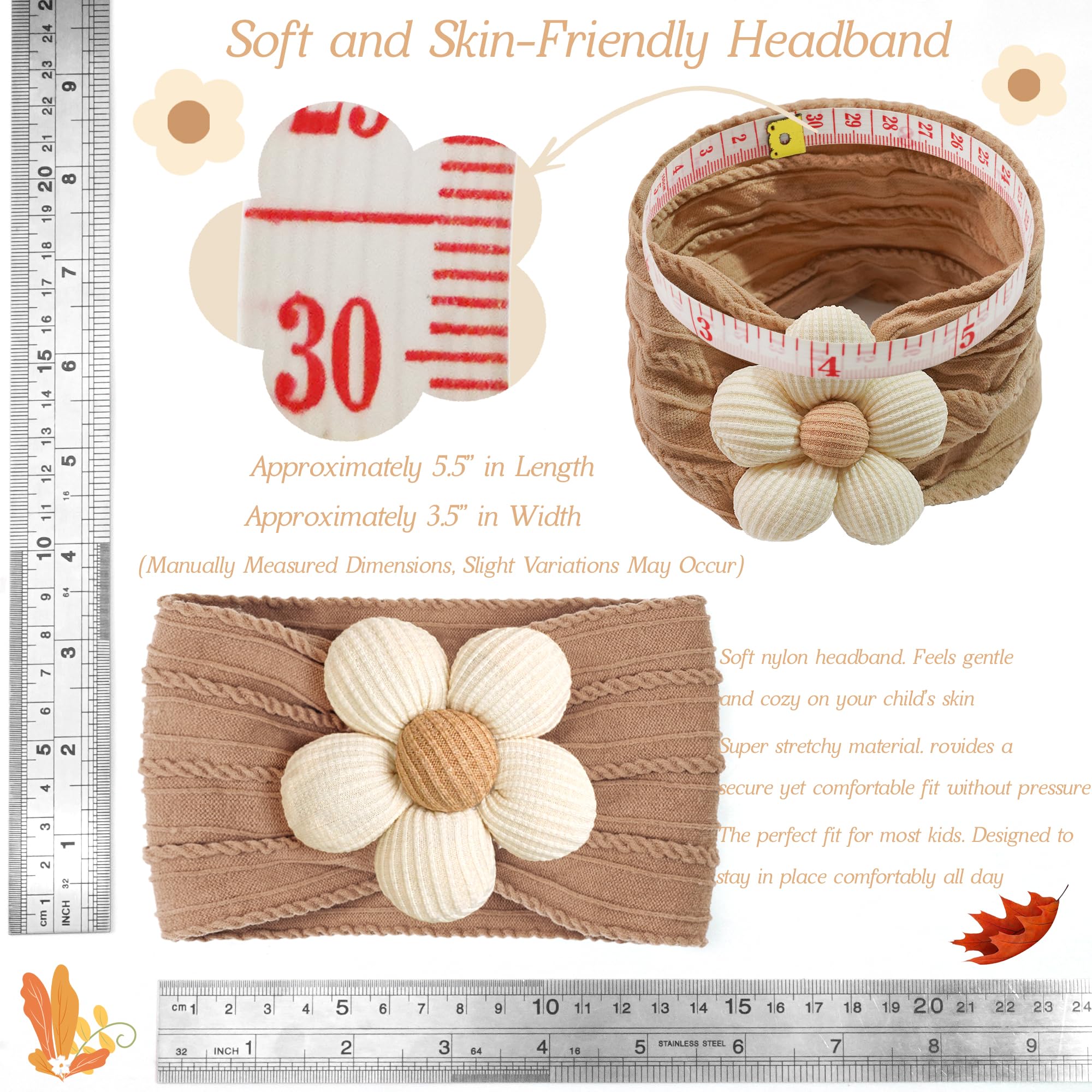 Cellot baby flower headband beige, versatile tone for neutral outfits and photos.