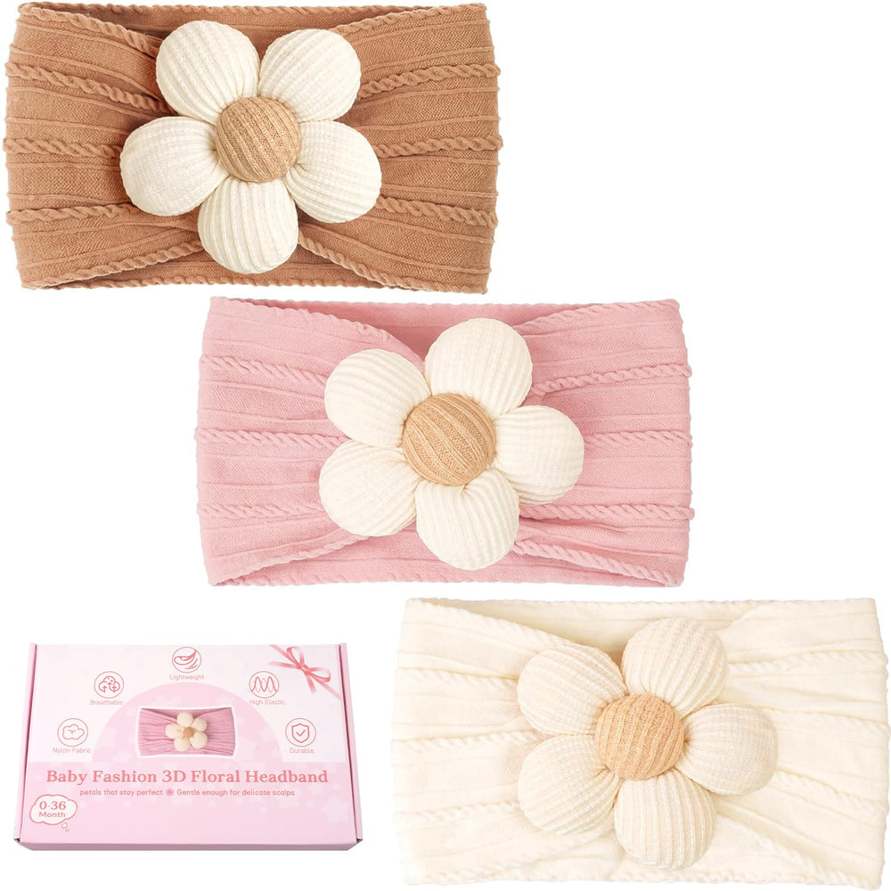 Cellot baby flower headband brown, gentle grip prevents marks and slips.