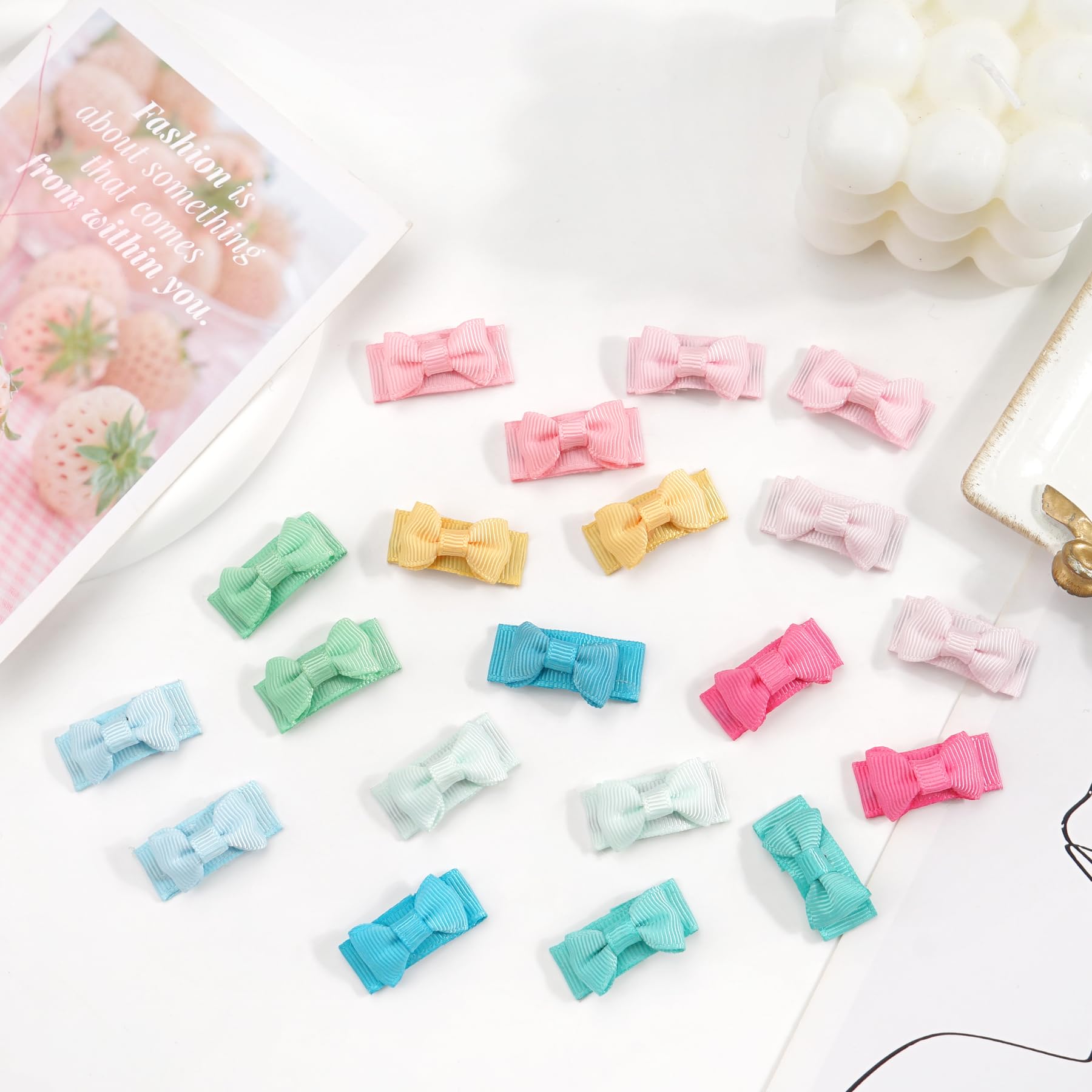CELLOT mini bows clip grosgrain ends heat-sealed to prevent fray