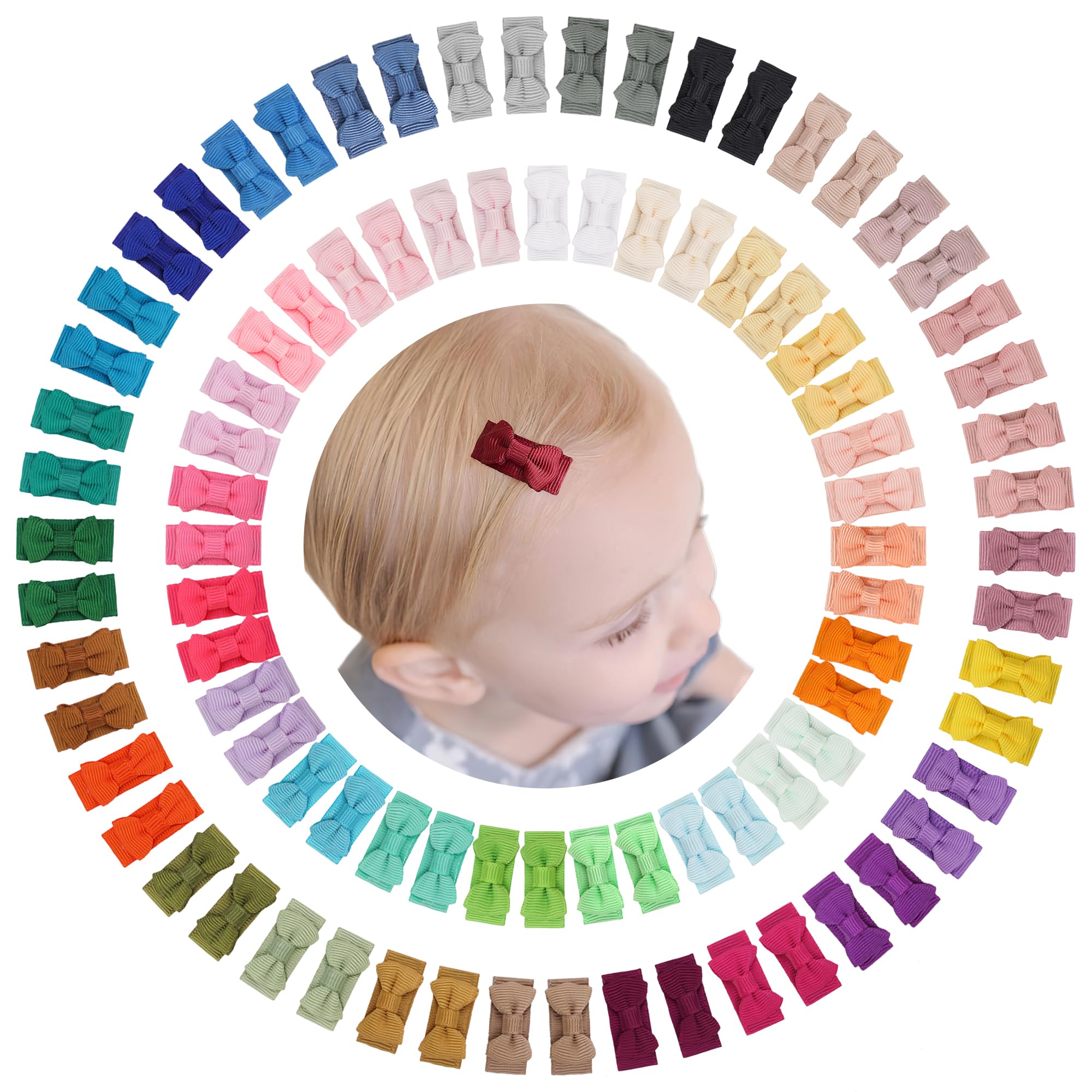 CELLOT mini bows clip close-up showing grosgrain texture for delicate baby hair