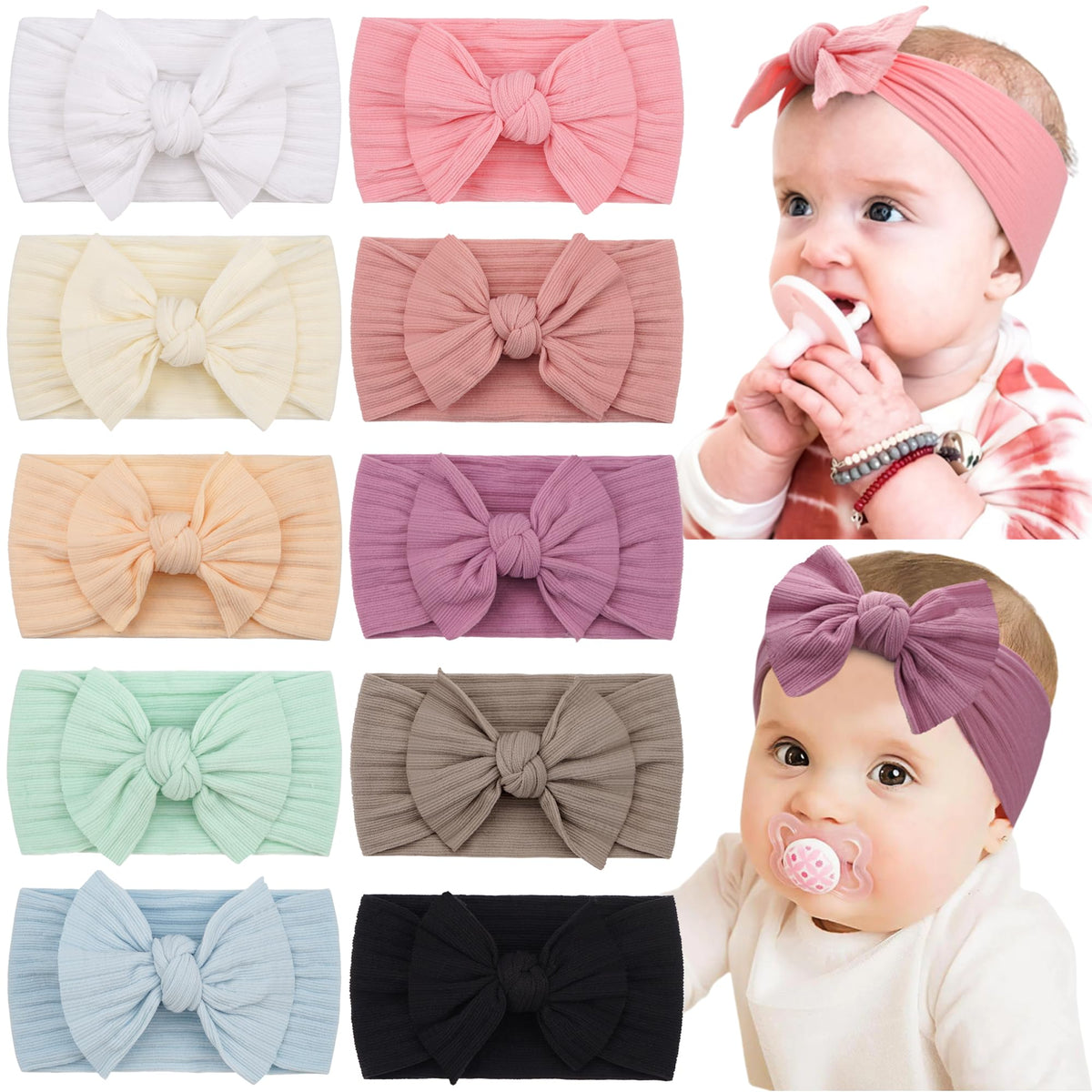 Cellot soft nylon headband knot in white for newborns and everyday wear