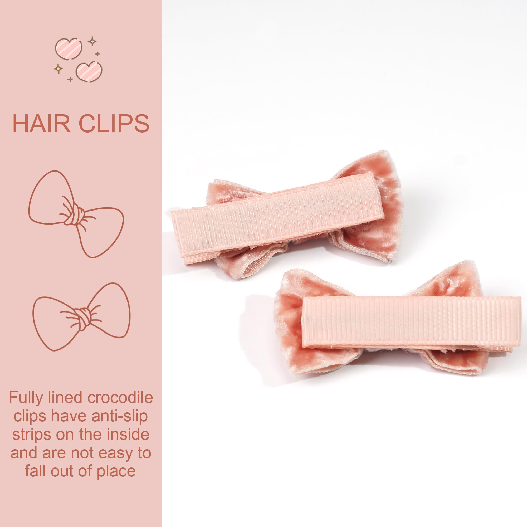 CÉLLOT velvet bows with fully lined clips reduce hair snag.