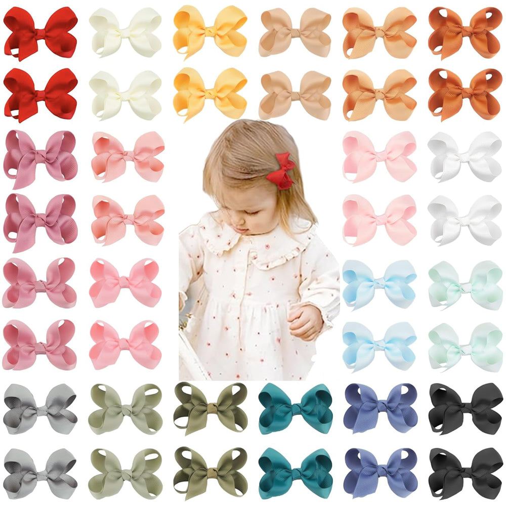 Cellott 3-inch hair bow set in assorted colors for everyday wear.