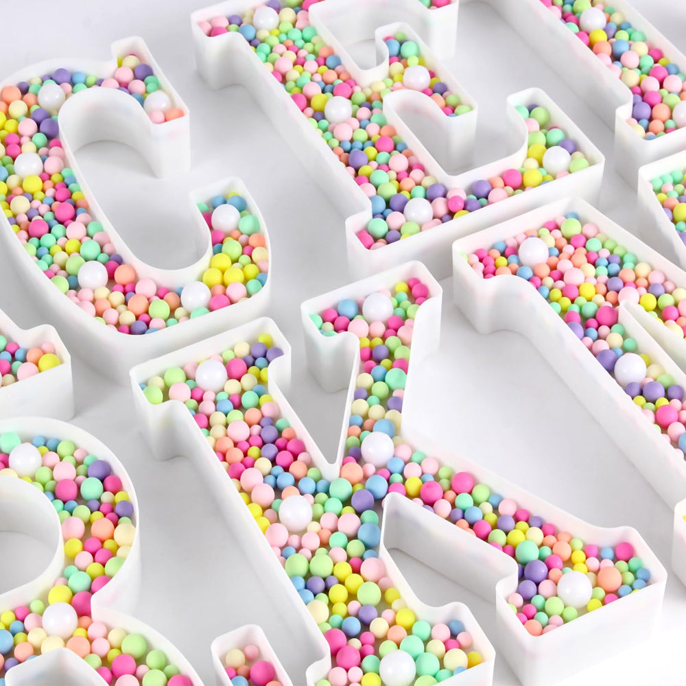 CELYANRAL LED letter pearls detail shows durable, reusable party centerpiece